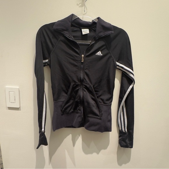 Adidas Kid's Girl's 3-Stripe Black Full-Zip Track Jacket Size S - Picture 1 of 8